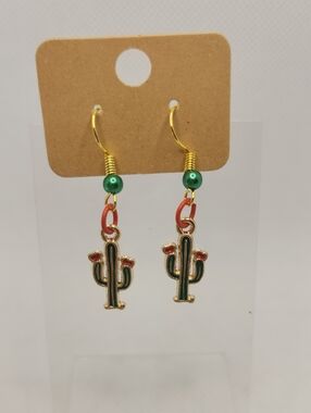 Gold Cactus Earrings